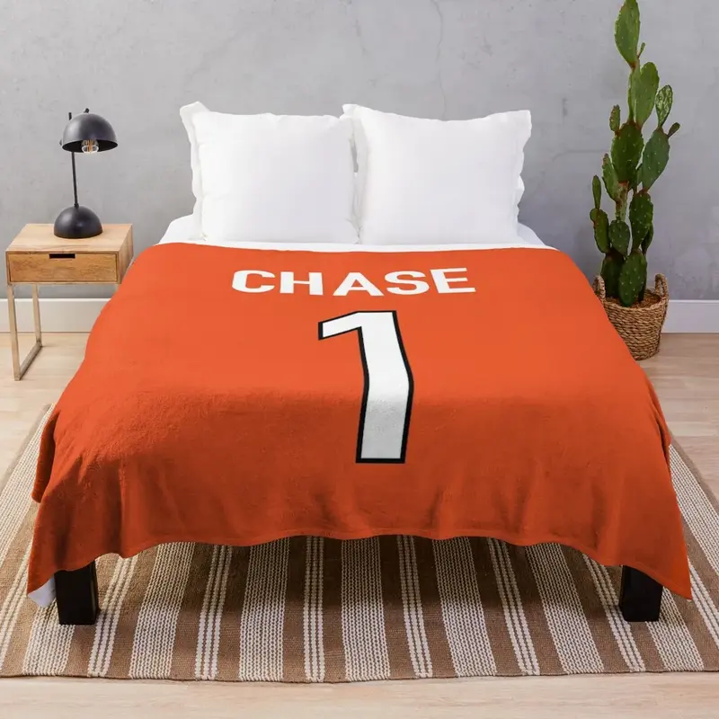 Pomarańczowa koszulka Bengals Ja'Marr Chase -#Koc dekoracyjny Thermal Giant Sofa Retros Koce