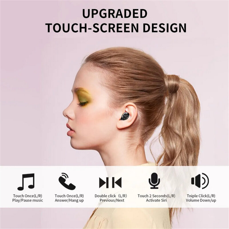 Fones de ouvido sem fio com estojo de carregamento, display digital LED, fones de ouvido estéreo intra-auriculares com cancelamento de ruído, XG8