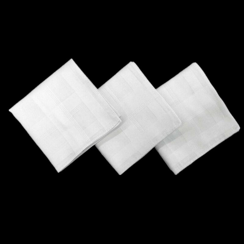Cuadrado blanco sólido clásico de algodón para hombre, 12 piezas