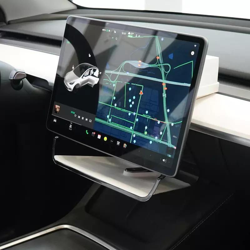 Kotak penyimpanan layar, untuk Tesla Model Y 3 Highland Center Console Organizer dengan kotak penyimpanan bawah layar Anti-Slip Liner di belakang penyimpanan layar