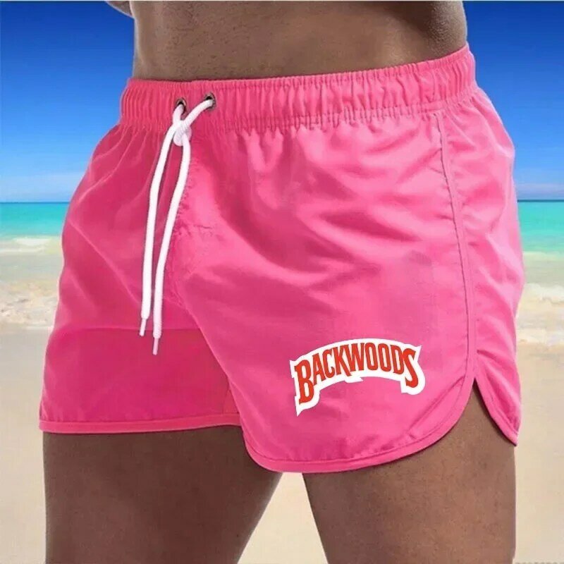 Men's Beach Swimsuit Gym Pants Summer Quick Dry Swimming Homme Surf Breathable Drawstring Fashion Casual Short 2024