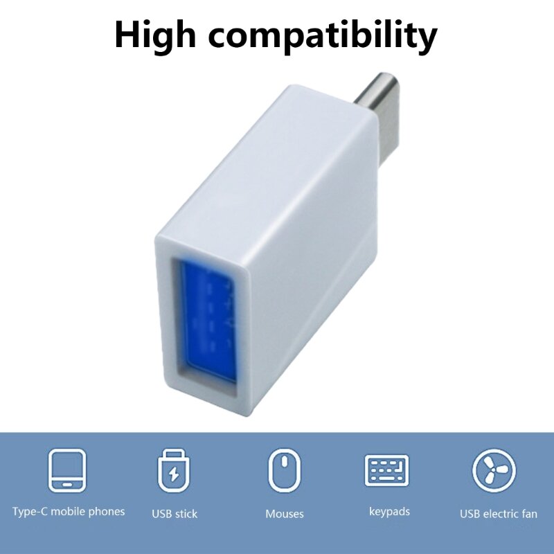 Type to USB3.0 OTG Adapter with Light for Mouse Keyboards USB Fan Camera Game Controllers Headsets