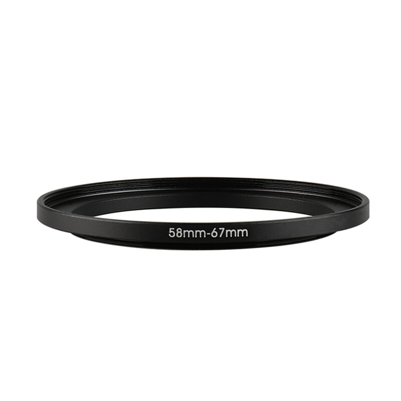 Alumínio preto Step Up Filter Ring, 58mm-67mm, 58-67mm, 58-67mm, adaptador de lente para Canon, Nikon, Sony, câmera DSLR