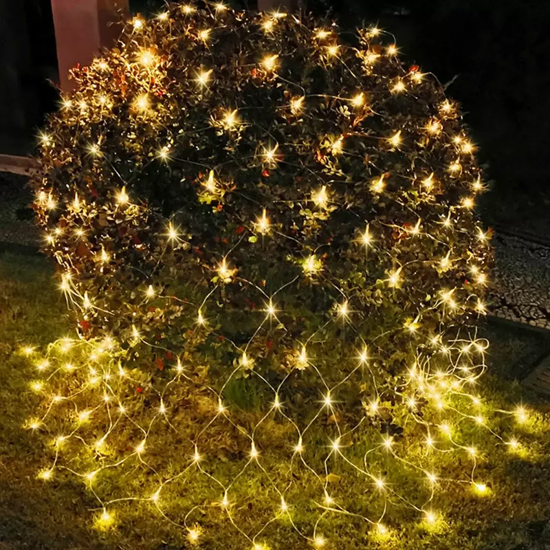 Lumières de maille de rideau de LED de pêche dégradée, guirxiété lumineuse de Noël, extérieur étanche pour l'arbre, la maison, le jardin, la décoration de fête de vacances