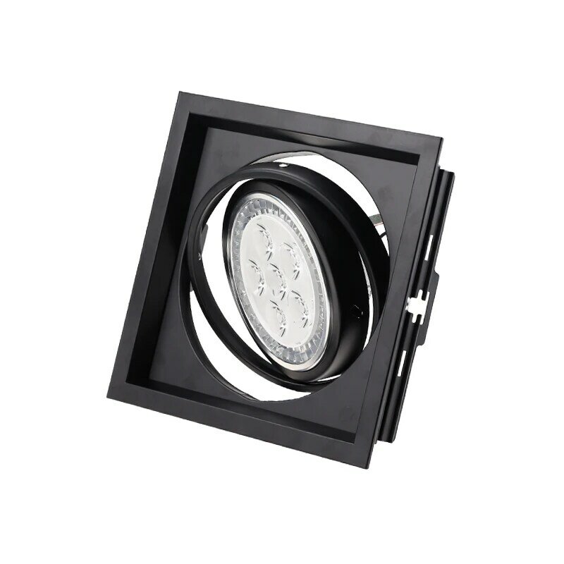 Carcasa de globo ocular LED GU10 MR16, Bombilla Multi Marco, luz descendente de techo, lámpara de seda redonda, cuadrada, negra y blanca