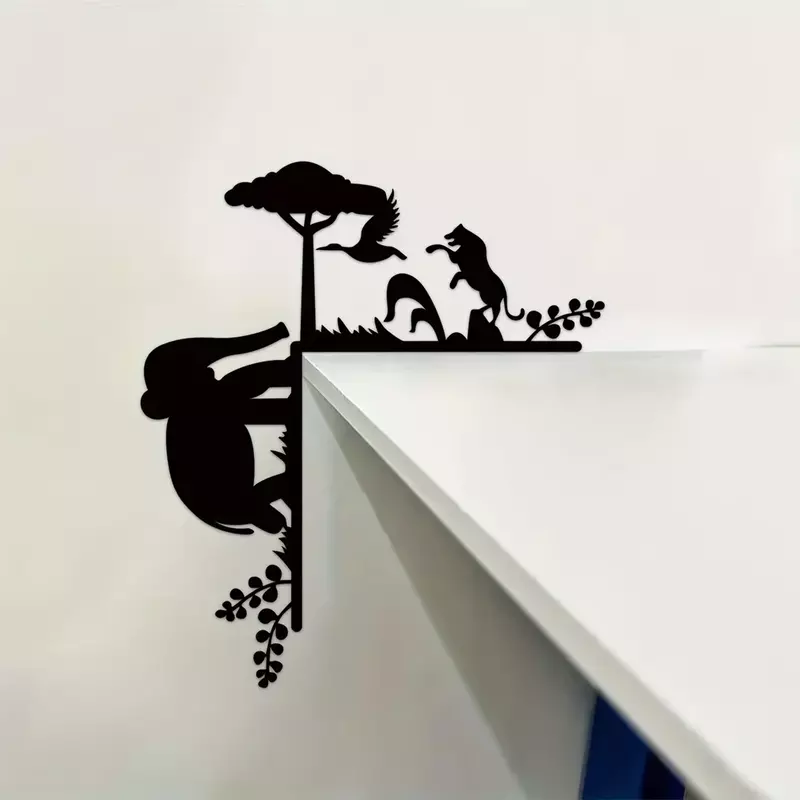Artigianato 1pc metallo creativo animale Silhouette adesivi murali decorativi porta angolo decorazione decorazione della parete metallo appeso a parete
