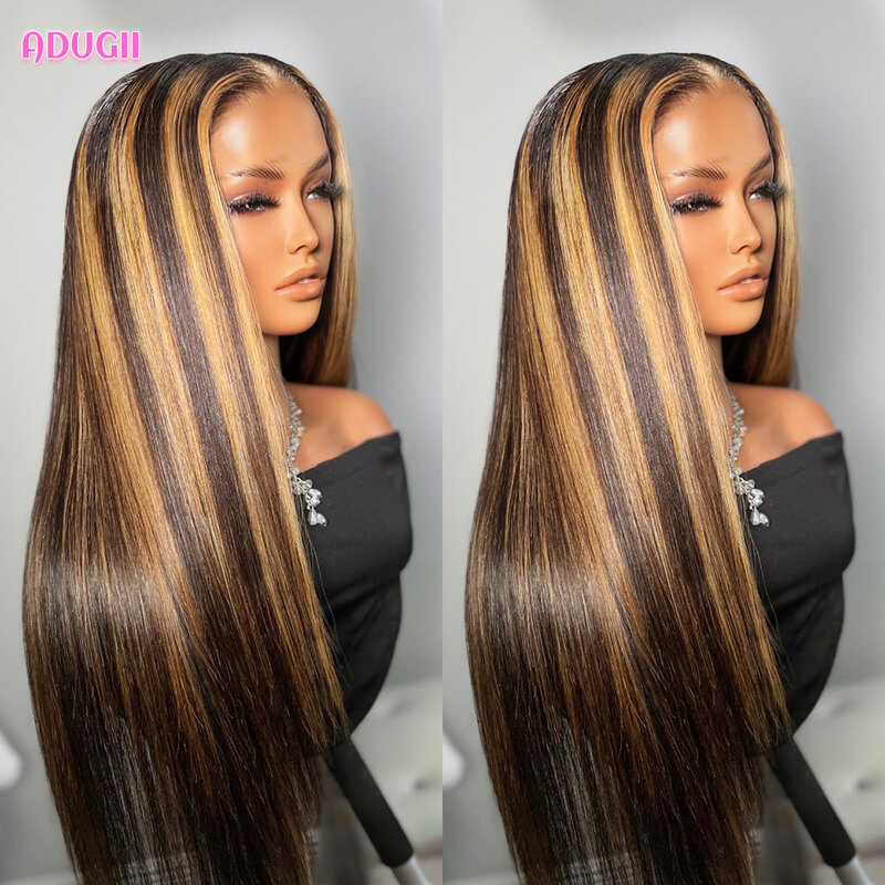 13x6 Ombre koronkowa peruka na przód ludzkich włosów 13x4 HD miodowa blondynka prosta peruki typu Lace Front dla kobiet Remy kolorowe włosy