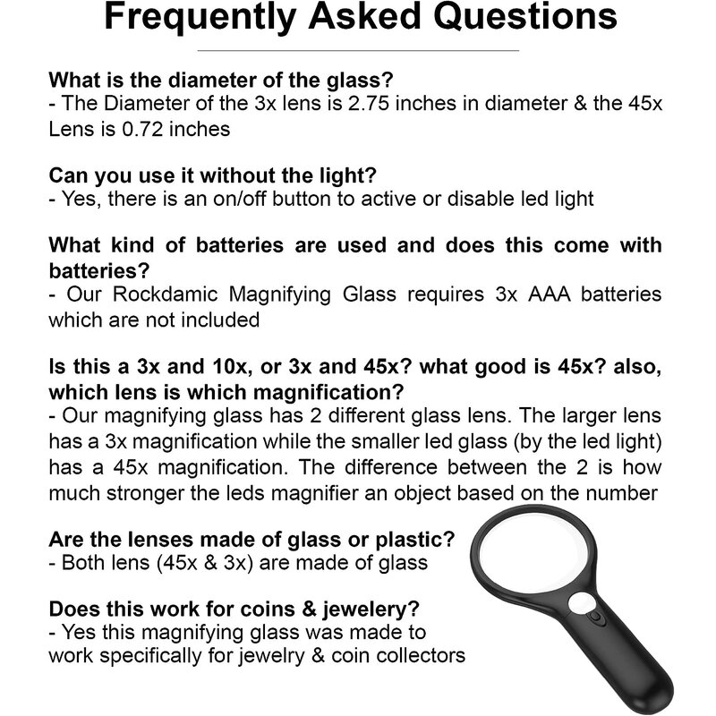 45X 3X แว่นขยายแบบมืออาชีพแว่นขยายพร้อมไฟ LED แว่นขยายแบบใช้มือถือสำหรับแสตมป์เหรียญผู้สูงอายุสำหรับเด็กอ่านหนังสือ