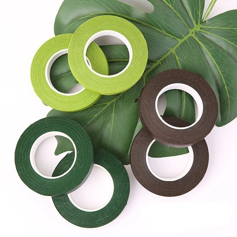 Self-adhesive Bouquet Floral Stem Tape Artificial Flower Stamen Wrapping Florist Green Brown Tapes DIY 12mm Flower Supplies