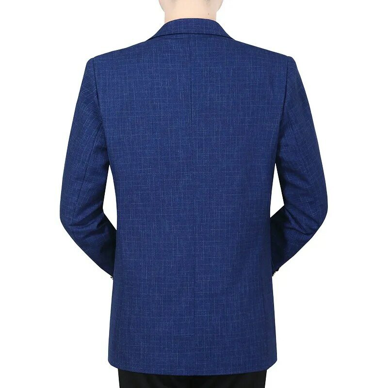Fatos de roupa formal xadrez azul masculino, blazers casuais de negócios, jaquetas finas masculinas, roupas novas, 4XL, primavera