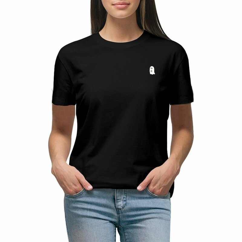 Camiseta de Ghost drinking iced coffee para mujer, ropa estética, camisa con estampado de animales para niñas, camisetas gráficas, camisetas