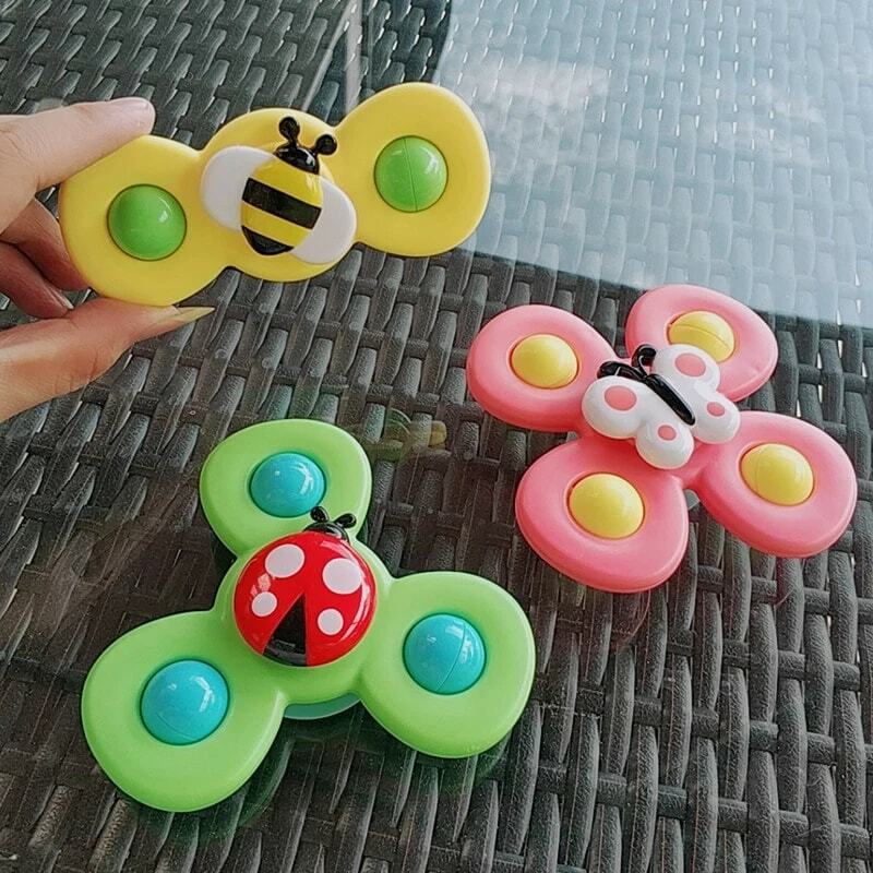 1PCS Baby Cartoon Fidget Spinner Toys Colorful Insect Gyro Educational Toy Fingertip Rattle Bath Toys for Boys Girls Gift