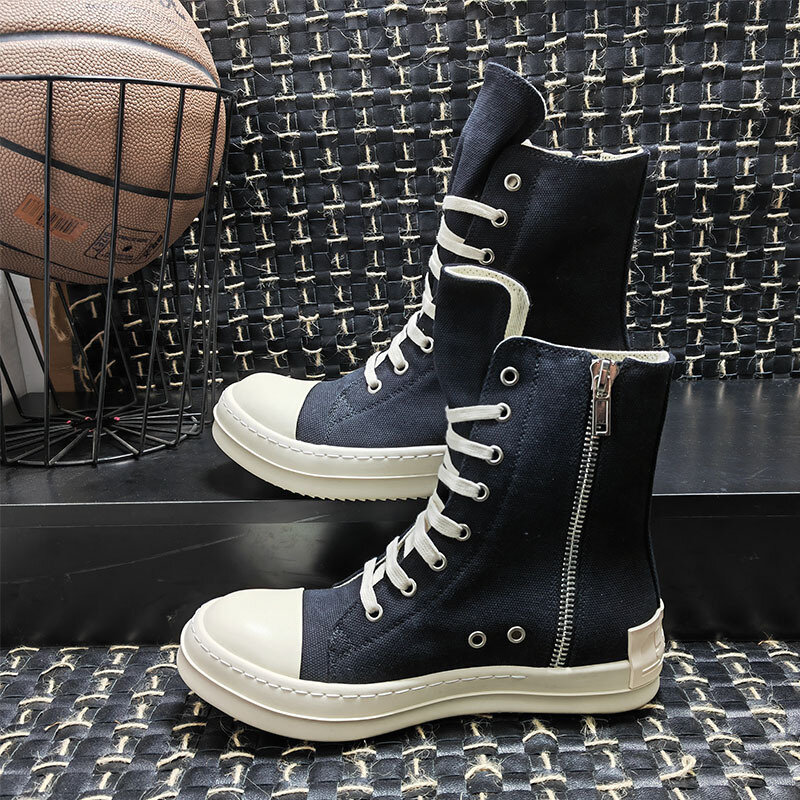 RICK Retro suola spessa punta tonda scarpe di tela basse per coppie Sneakers Casual Unisex in bianco e nero