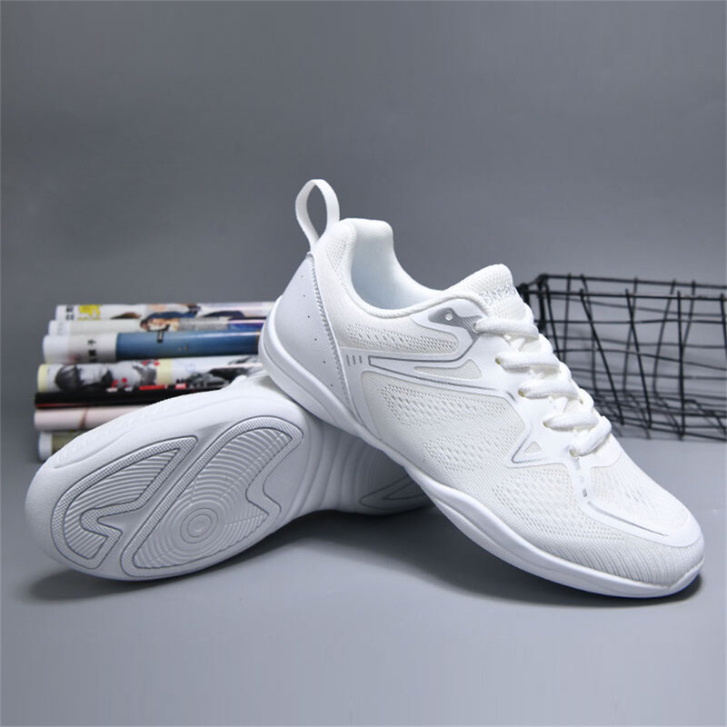 ARKKG Girls Cheerleading Shoes Kids Dance Shoes Competitive Aerobics Shoes Fitness Shoes Women's White Jazz Sports Tennis Shoes
