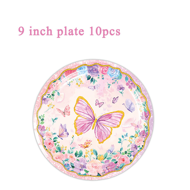 Butterfly themed party decoration for boy and girl family gatherings, happy birthday background cloth, disposable tableware