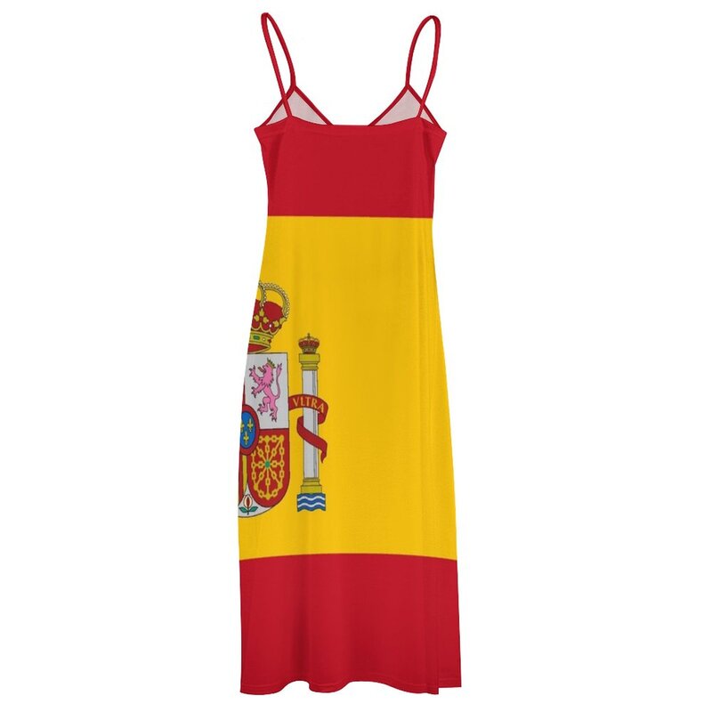 Vestido largo sin mangas de la bandera de España para mujer, ropa de noche, verano, 2023