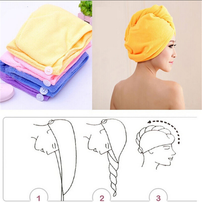 Women Hair Drying Hat Quick-dry Microfiber Hair Towel Cap Hat Bath Hat Solid Towel Cap Super Absorption Turban Hair Dry Cap