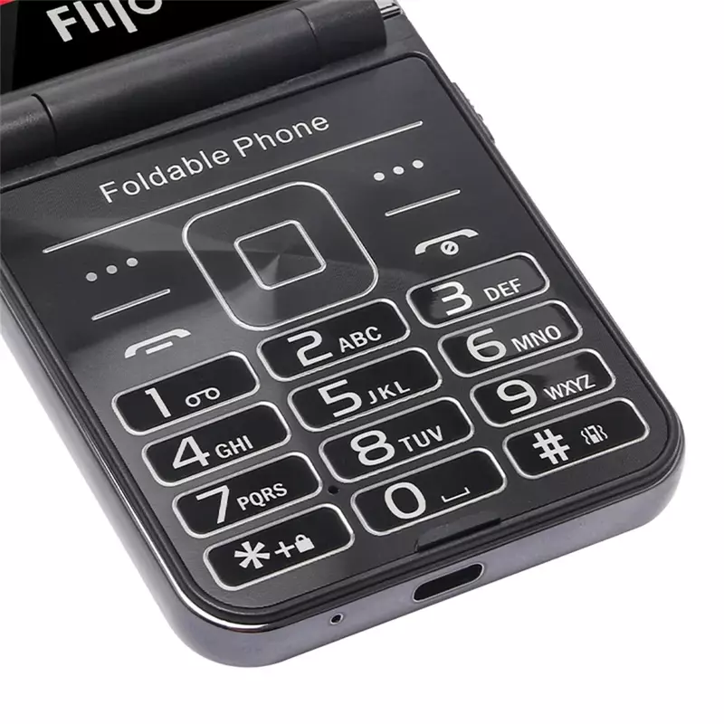 UNIWA-Dobre telefone flip para idosos, telefone móvel 2G para idosos, tela dupla, único nano, botão grande, bateria de 1400mAh, teclado inglês, F265