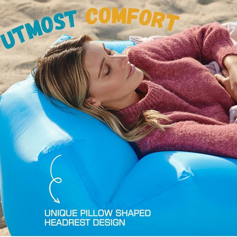 Canapé de camping gonflable avec design anti-fuite d'air, canapé d'air portable avec GT pour la musique de voyage