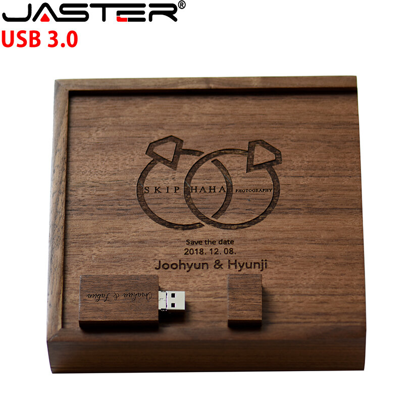 JASTER drewniane ramka na zdjęcia album USB 3.0 pendrive 4GB 32GB 64GB 128GB U disk fotografia prezent 2 w 1 interfejs (darmowe LOGO)