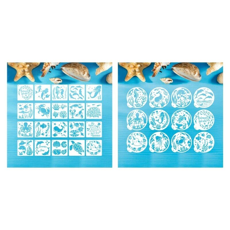 Hollow-out PET Stencils Set Kids Drawing Templates Christmas Party Decorations for Kids Students Art Drawing