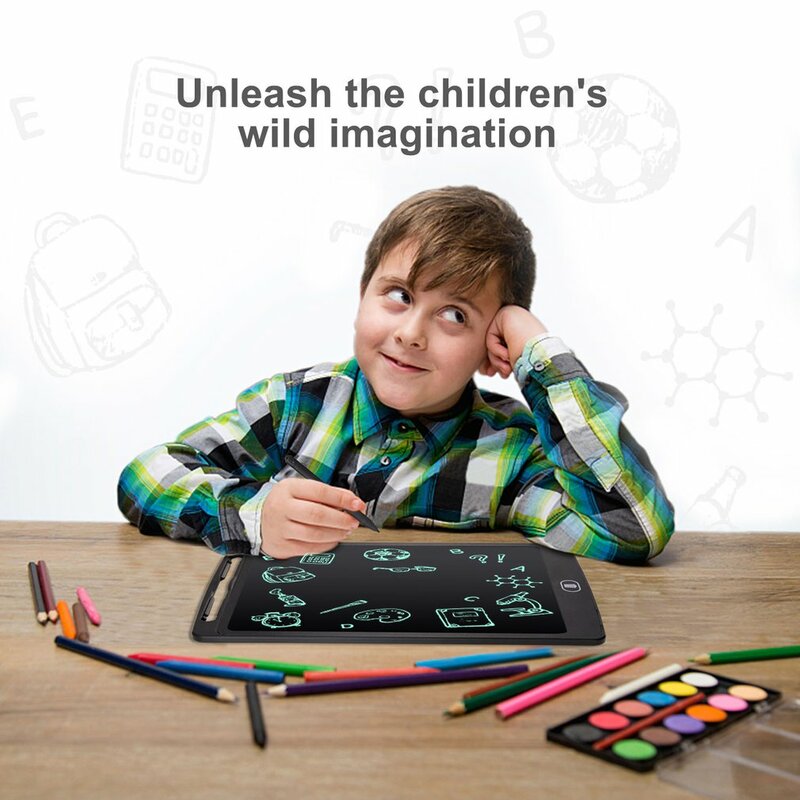 Papan gambar elektronik 12 inci Tablet tulis anak-anak, papan bantalan tulisan tangan layar LCD untuk menggambar grafis Digital
