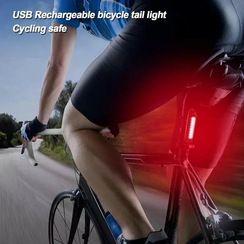 Lampu belakang sepeda LED isi ulang daya USB, lampu ekor sepeda peringatan keselamatan berkendara malam hari