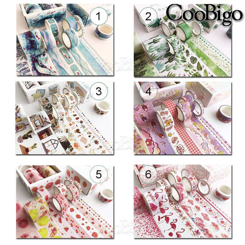 8pcs/set Cute Basic Color Washi Tape Box-Packed Scrapbook DIY Masking Tapes School Stationery Girlish Heart Journal Supplies