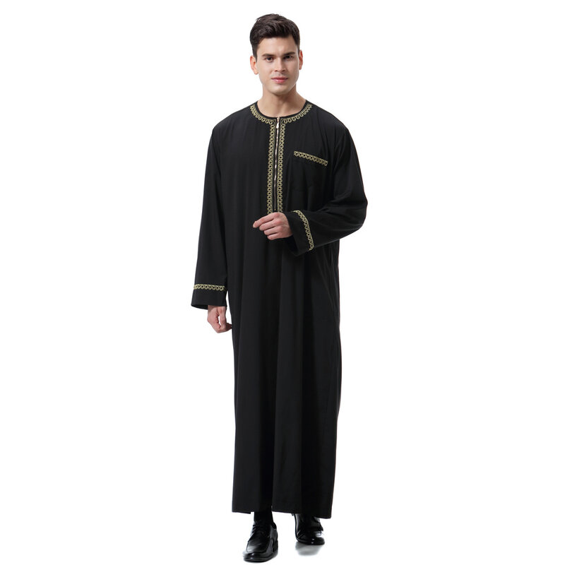 Uomini musulmani Jubba Thobe Dress Abaya abbigliamento islamico abito lungo Saudi Musulman Abaya caftano marocchino Islam Dubai Arab Dressing