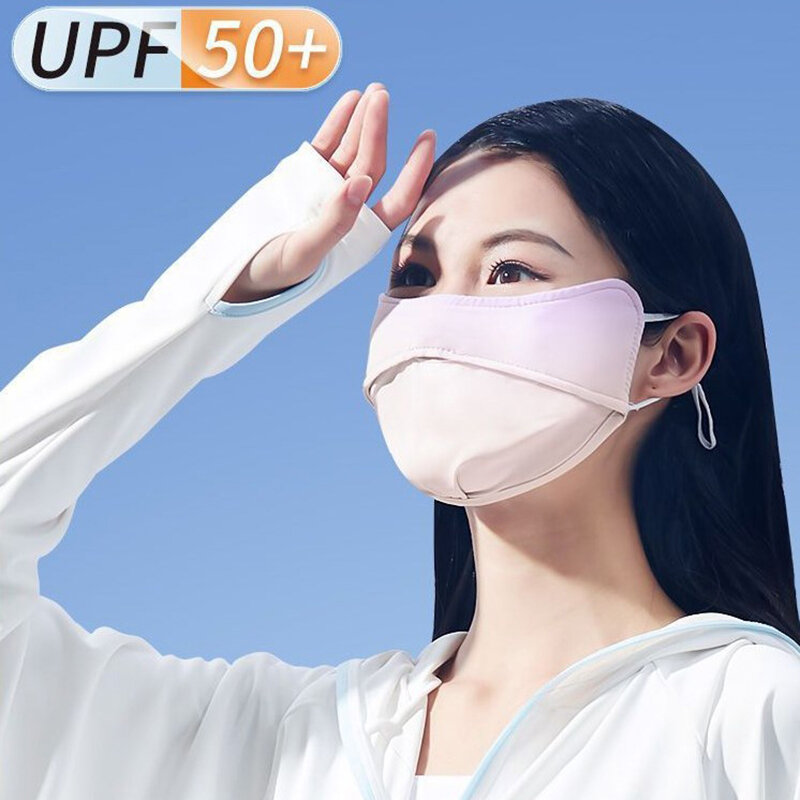Verão Gradiente Cor Protetor Solar Máscara Facial para Mulheres e Meninas, Anti-UV, Sensação Legal Bandana, Esporte Ao Ar Livre, Blush
