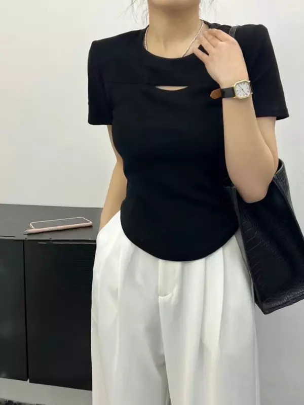 T-shirt da donna Coquette vestiti nero Top femminile cotone Sexy manica corta vestito estivo Y2k 2024 di alta qualità Goth Emo Kpop Tee