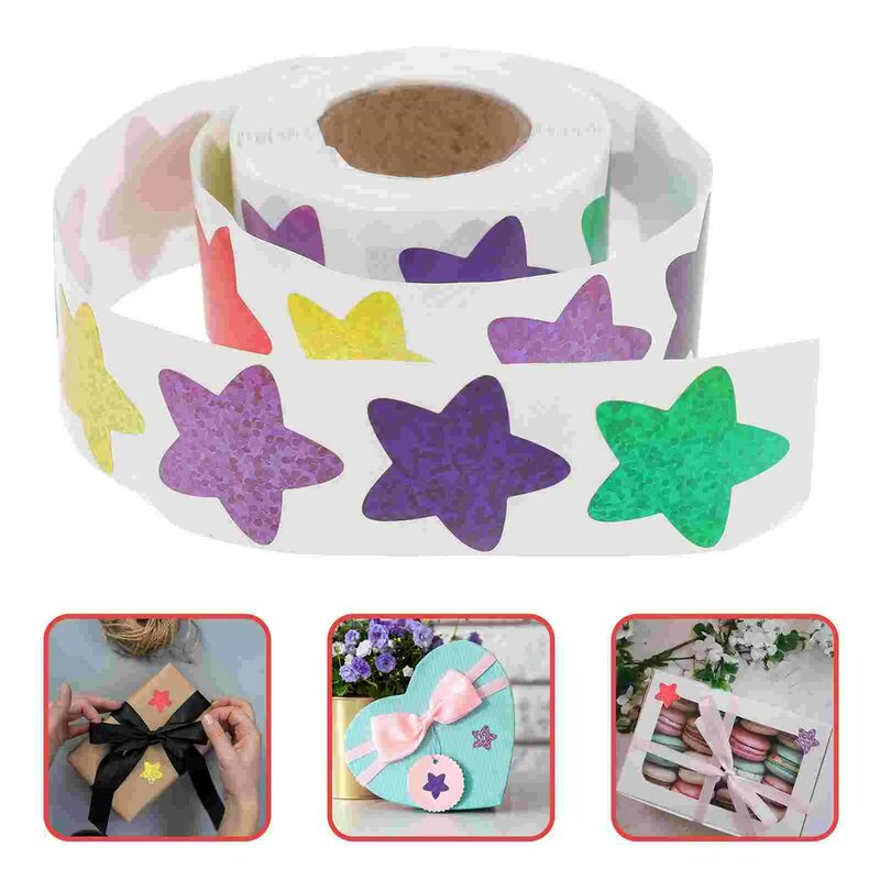 Pegatinas decorativas de estrella de cinco puntos, pegatinas de recompensa para jardín de infantes, 1 rollo