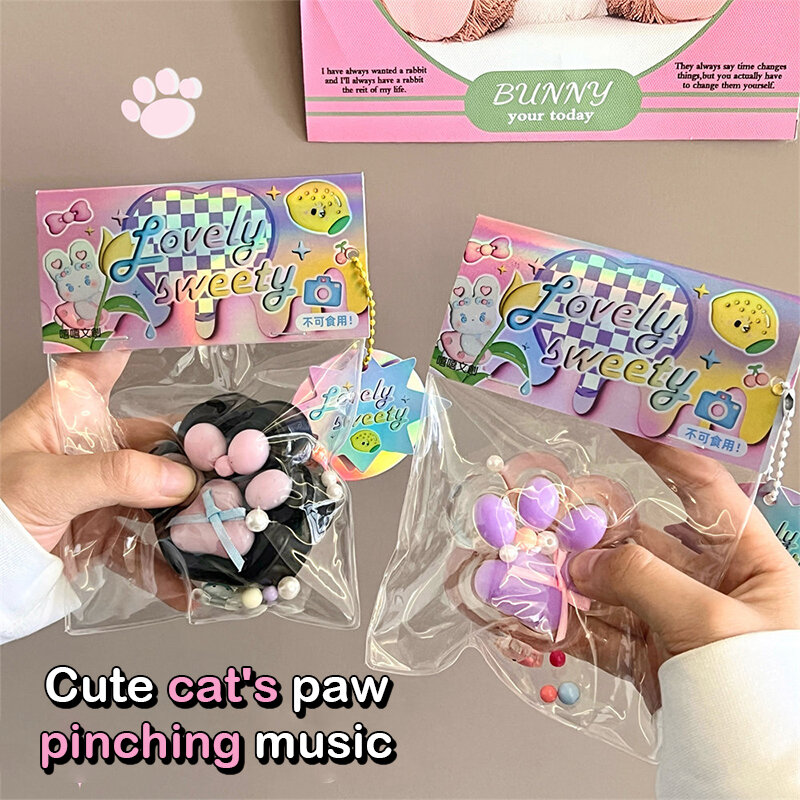 Cartoon Pearl Cat Claw Squeeze Pinching Transparent Toy Cute Cat Paw Slow Rebound Decompression Toy Kids Stress Release Vent Toy