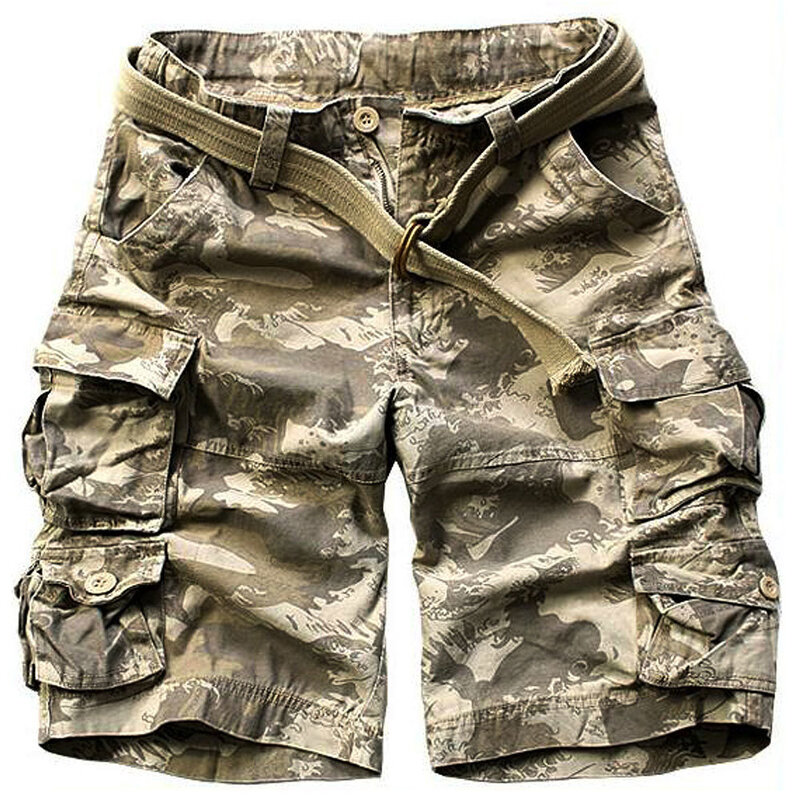 11 Color Mens Summer Camo Big Size Loose Beach Short Trousers Outdoor Hiking Fishing Climbing Multi-pocket Straight Cargo Shorts