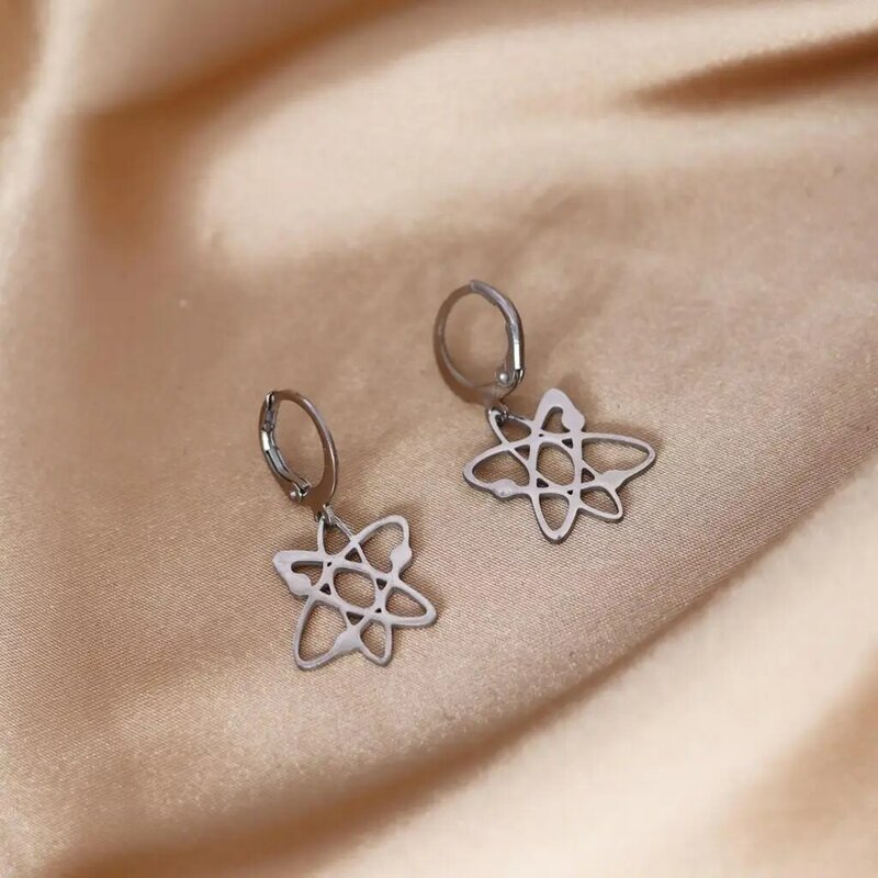 Stainless Steel Universe Planet Tiny Earrings For Women Silver Hoop Earrings Best Gift