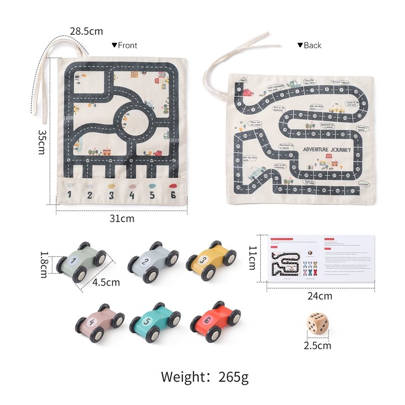 Children's Montessori Traffic Toy 35*31 CM Baby City Traffic Road Map Game Wooden Car Educational Toy Gift Cartoon City Kid Game