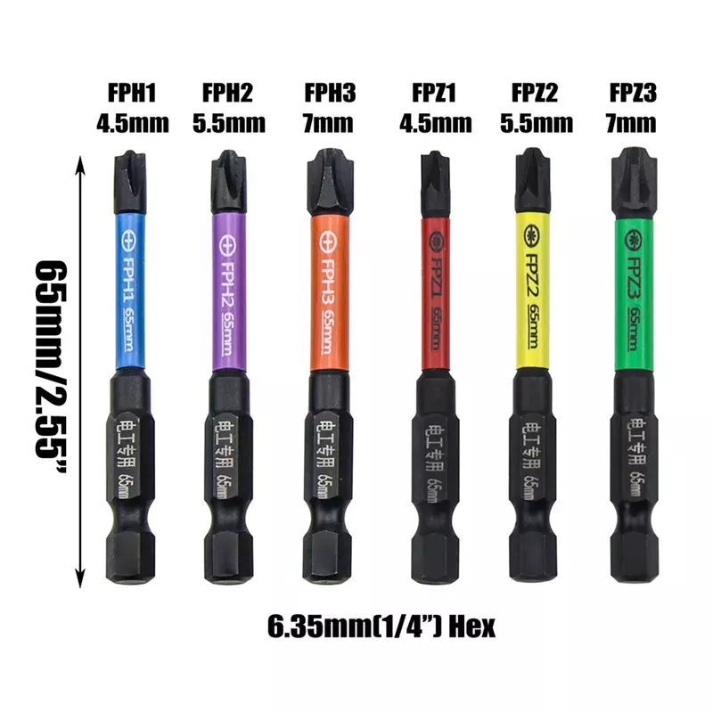 6-3pcs 65 100mm Magnetic Special Slotted Cross Screwdriver Bits FPH1 FPZ1 FPH2 FPZ2 FPH3 FPZ3 Electric Driver For Circuit Breake