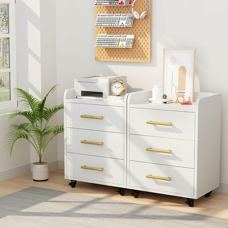 Comfort Corner  3-Drawer Mobile File Cabinets, Wood Office Storage Cabinet with Lockable Rolling,Drawers Pedestal Filing Cabinet