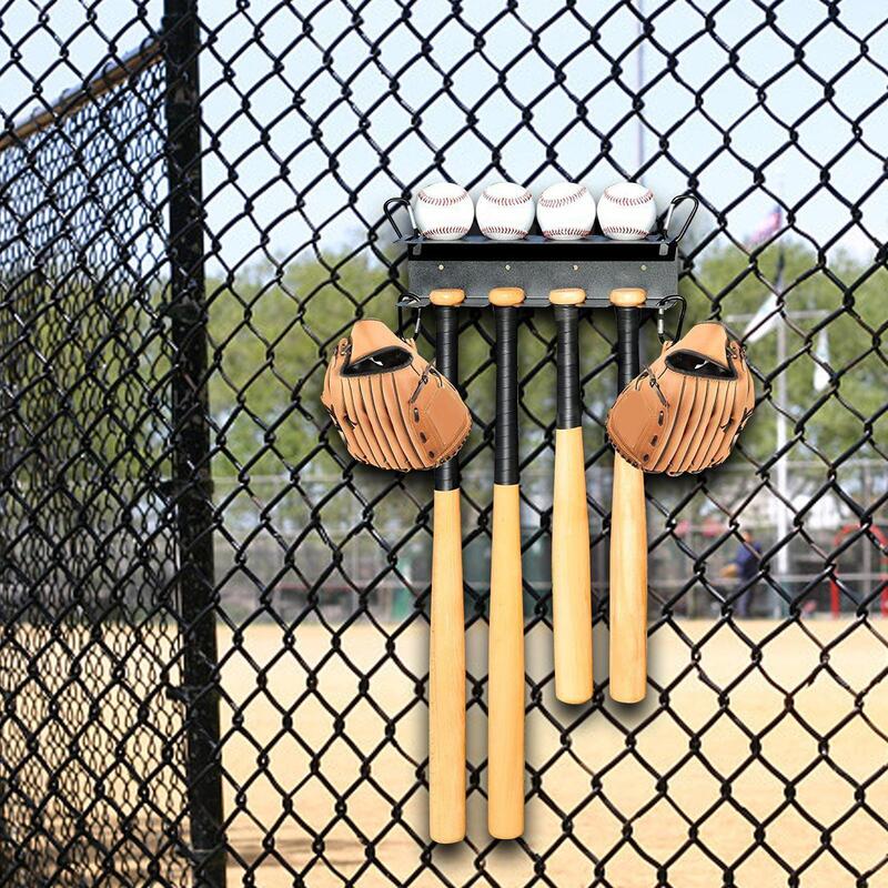 Baseball Bats Holder Rack Hold 4 Bats 4 Balls Metal Hanging for Decorative Organizer For Wall Baseball Gear Rack