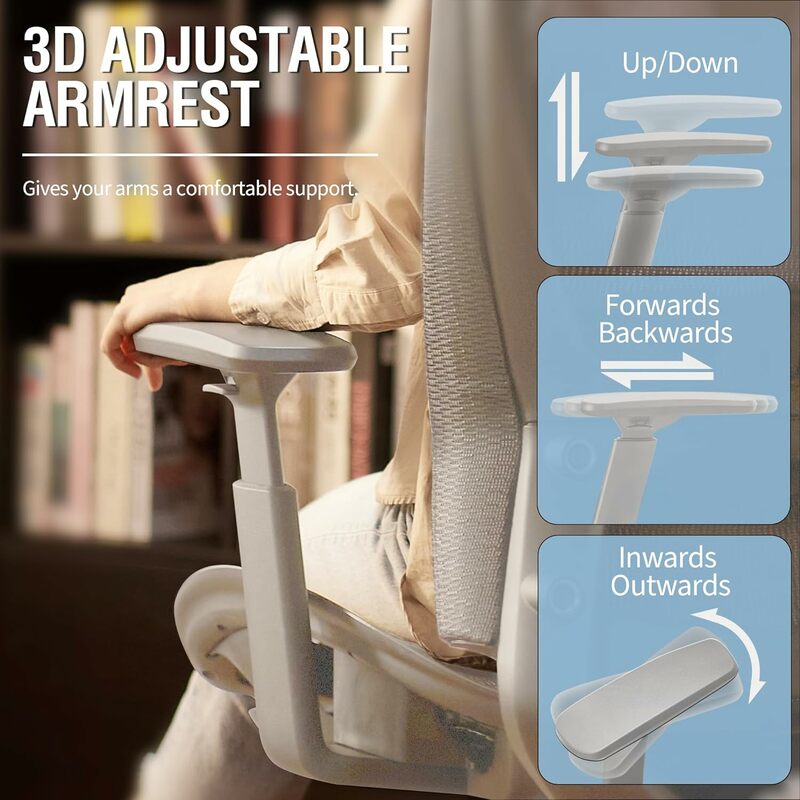 Прочное рабочее кресло-регулируемая опора для талии и подлокотники, функция наклона, удобное широкое сиденье, вращающееся кресло для дома и офиса