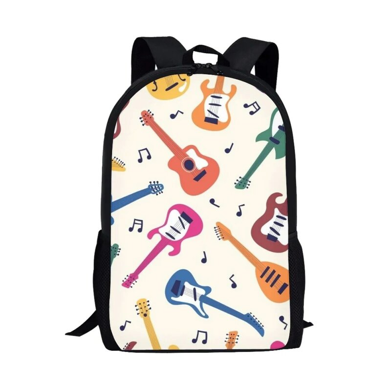 Bolsa Escolar con diseño de instrumentos musicales de dibujos animados para adolescentes, mochila informal diaria para niños y niñas, bolsa de libros, bolsa de almacenamiento de viaje
