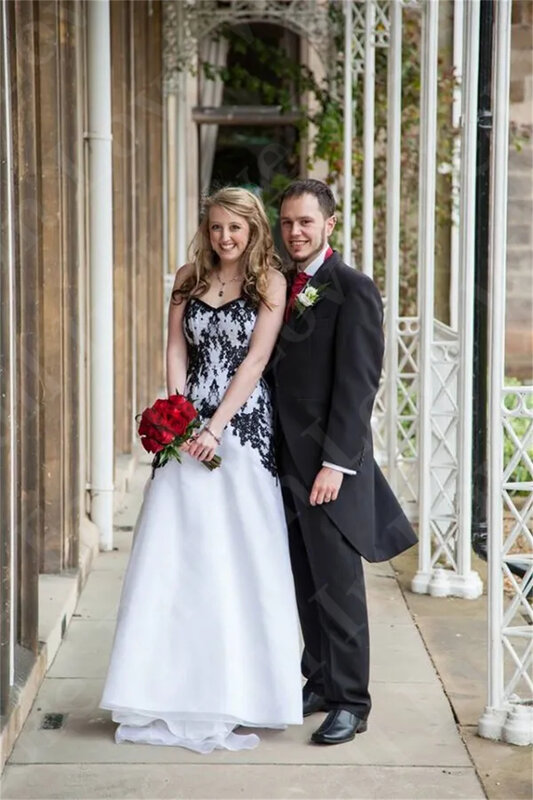 Vestido de casamento gótico vitoriano com aplique de renda, vestidos de noiva vintage, pescoço, tule