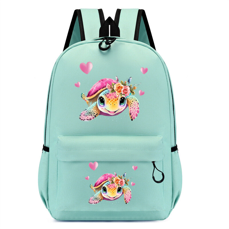 수채화 바다 거북이 소녀 배낭 유치원 책가방, 어린이 애니메이션 만화 소녀 책가방, 여행 책가방