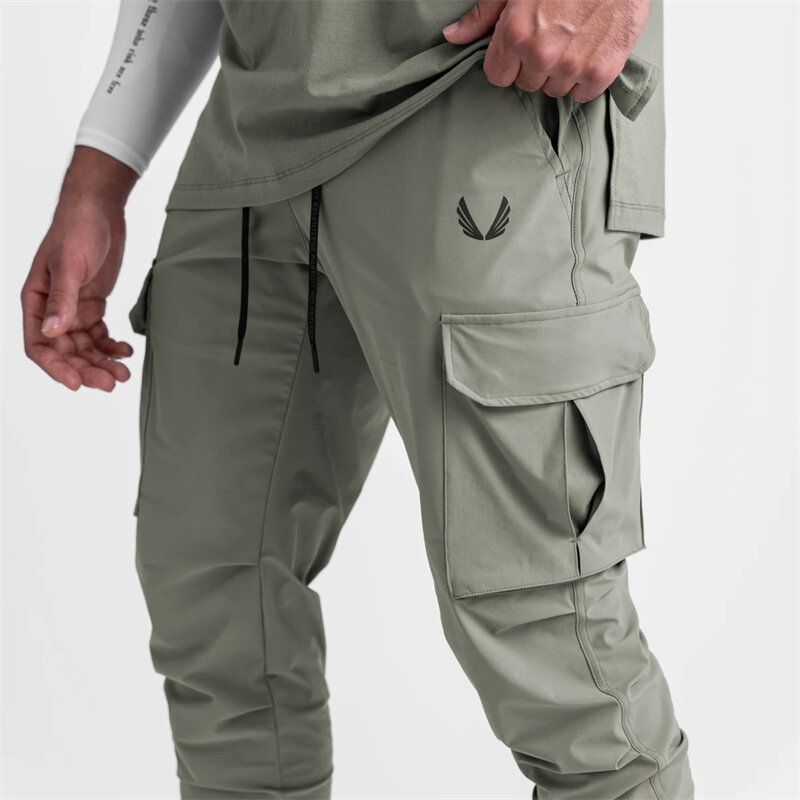 Брюки-карго мужские тонкие, летние свободные быстросохнущие эластичные леггинсы, тренировочные спортивные штаны для бега, повседневные трендовые брюки, 2022