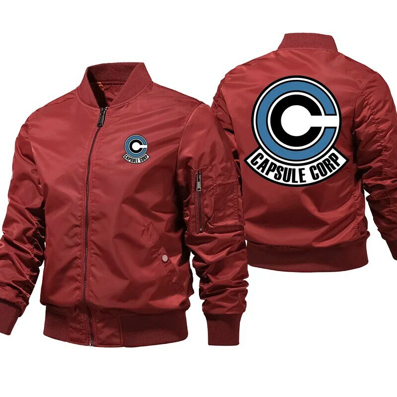 Capsula Corp Print Bomber Jacket uomo autunno inverno giacca spessa giacca da ciclismo Casual maschile Zip Streetwear pilot Coat