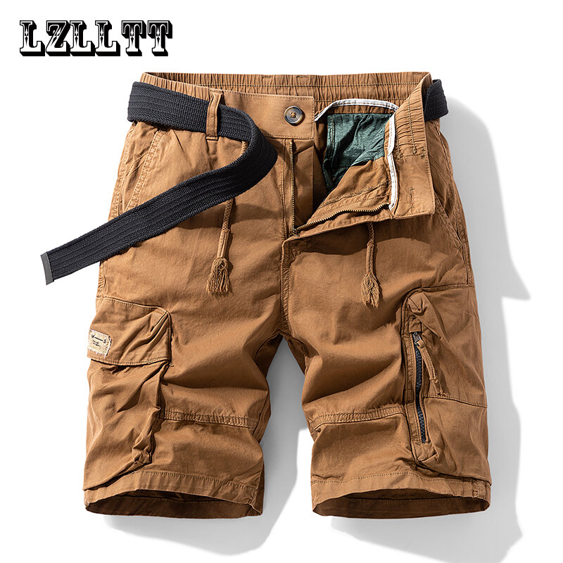 Short cargo multi-poches en coton pour hommes, jogging décontracté, plage, mode masculine, été, nouveau, printemps, livraison directe