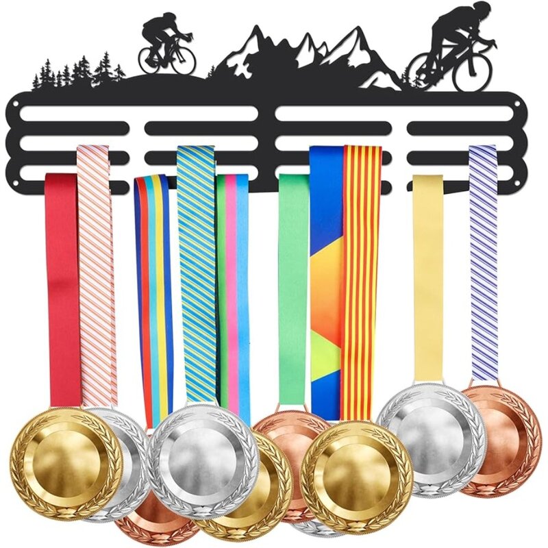 Colgador de medallas deportivas para bicicleta de montaña, gancho de medalla para motocicleta, colgador de cinta montado en la pared para más de 60 medallas, regalo de atleta
