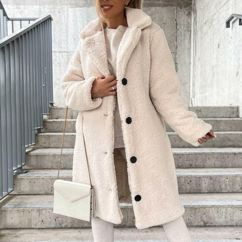 Trench-Coat en peluche pour femmes, coupe-vent épais, veste Teddy à simple boutonnage, Long Style Streetwear, automne hiver
