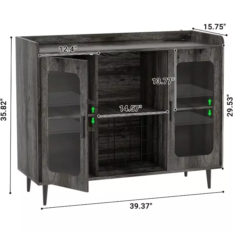 BOUSSAC-estante para gafas, aparador de Buffet con estante de almacenamiento para cocina, comedor, color roble negro