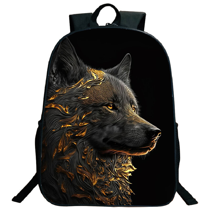 Mochilas con estampado 3D de lobo Yin Yang, mochilas escolares de gran capacidad para estudiantes y niños, mochila impermeable, mochila de lobo cósmico, bolsa de viaje